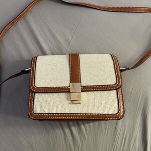Brown and Cream Crossbody Purse
